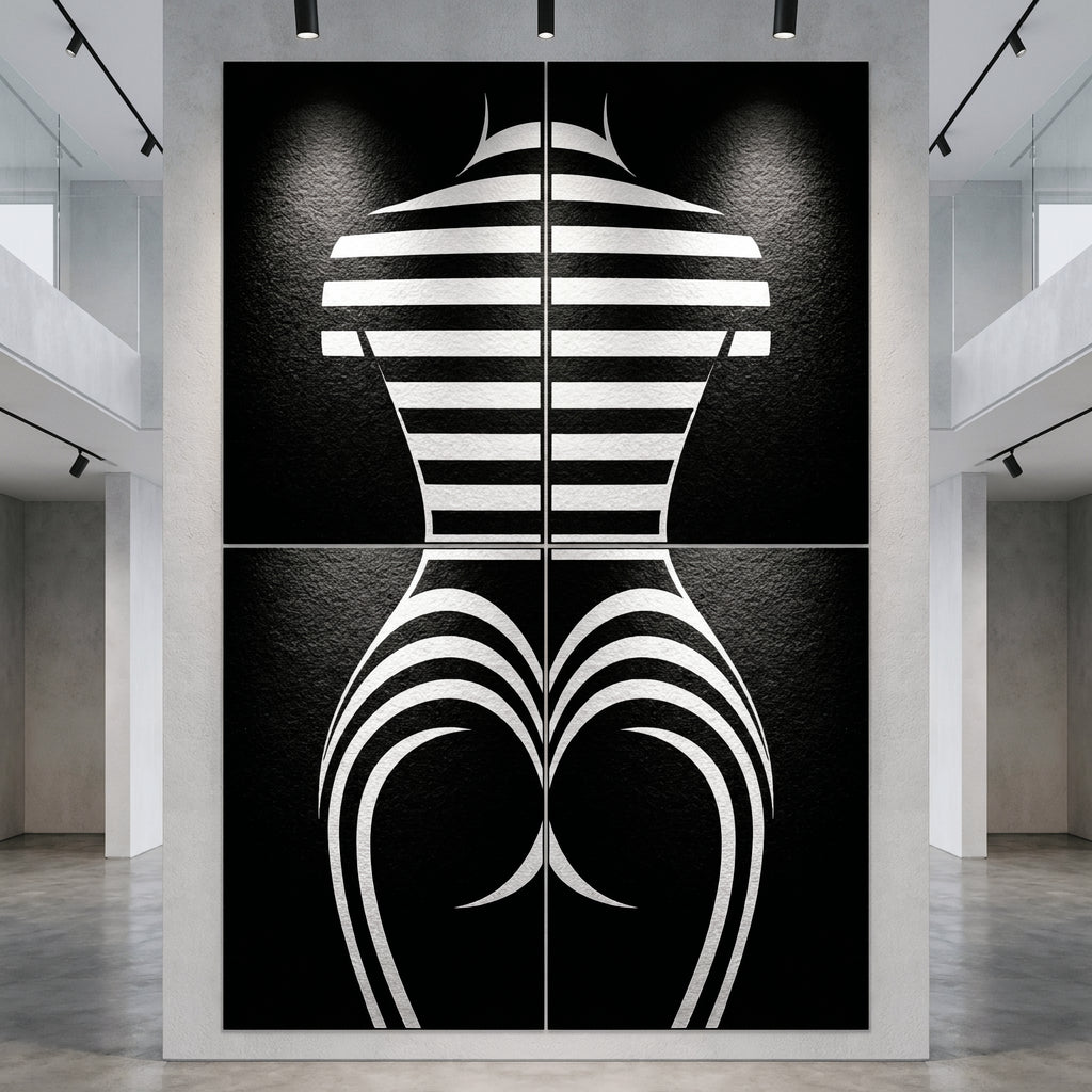 UNDERSCORE | Modern Minimalist B&W Female Op Art | Luxury Multi-Print Wall Art