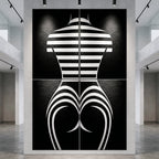 UNDERSCORE | Modern Minimalist B&W Female Op Art | Luxury Multi-Print Wall Art