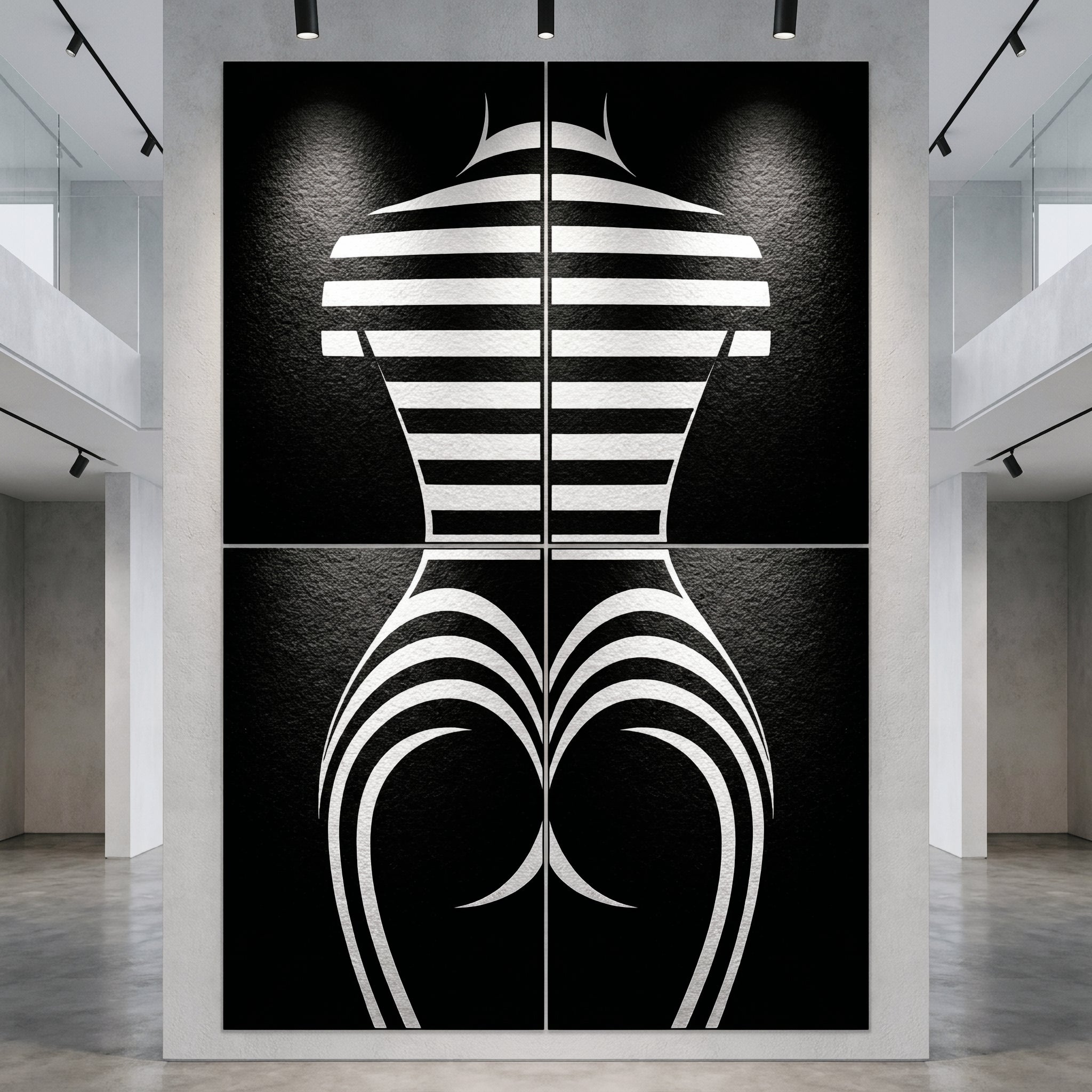 UNDERSCORE | Modern Minimalist B&W Female Op Art | Luxury Multi-Print Wall Art