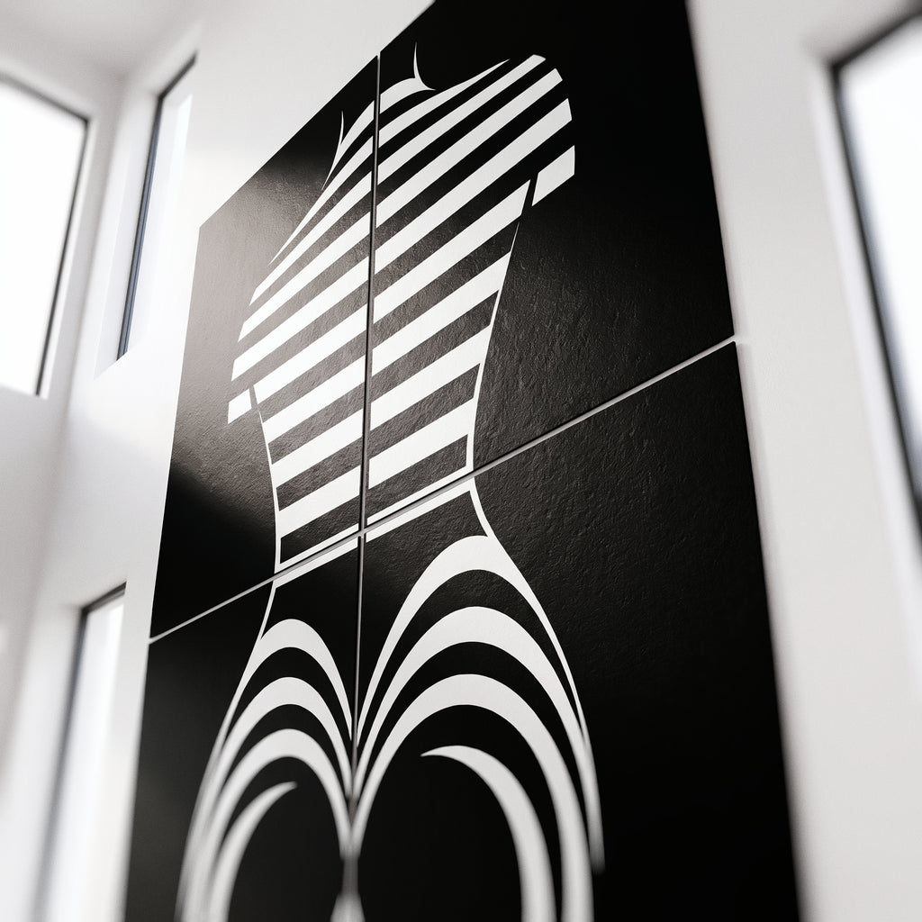 UNDERSCORE | Modern Minimalist B&W Female Op Art | Luxury Multi-Print Wall Art