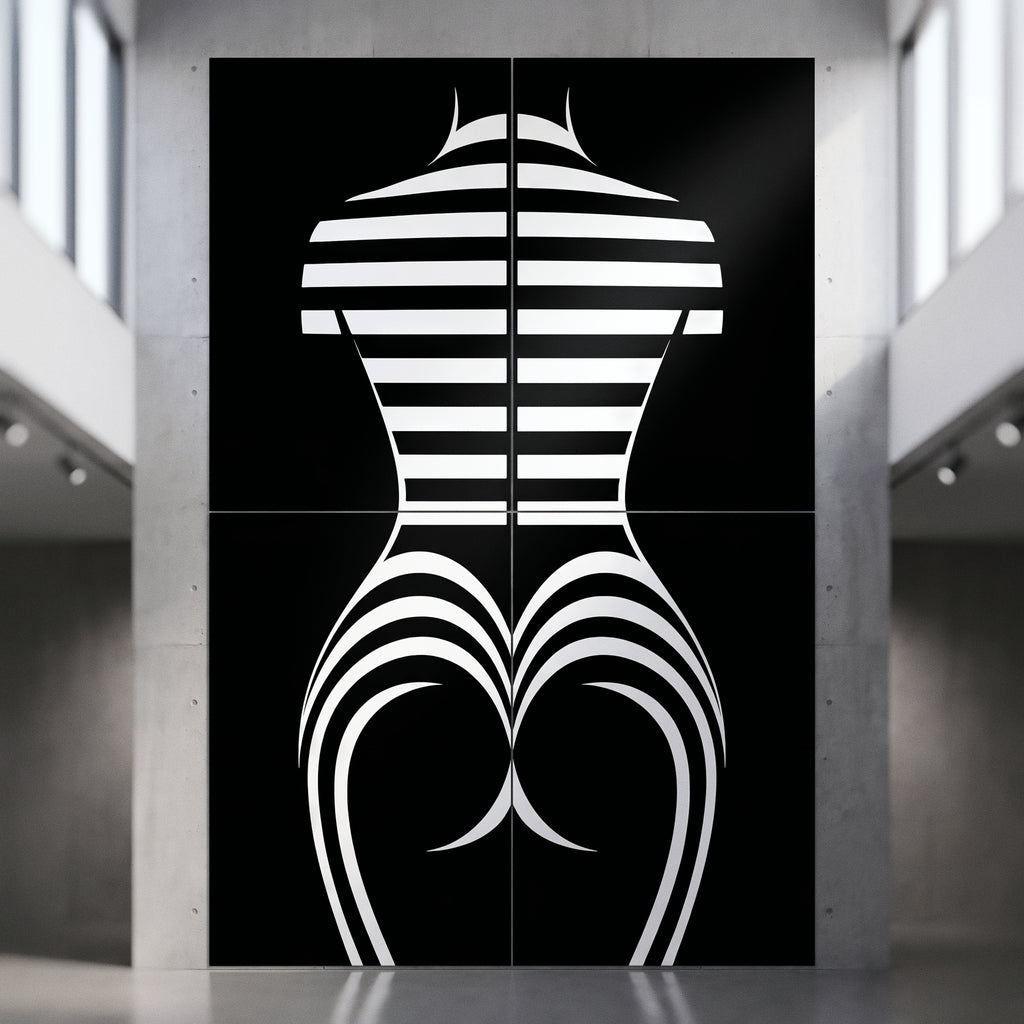 UNDERSCORE | Modern Minimalist B&W Female Op Art | Luxury Multi-Print Wall Art