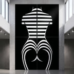 UNDERSCORE | Modern Minimalist B&W Female Op Art | Luxury Multi-Print Wall Art
