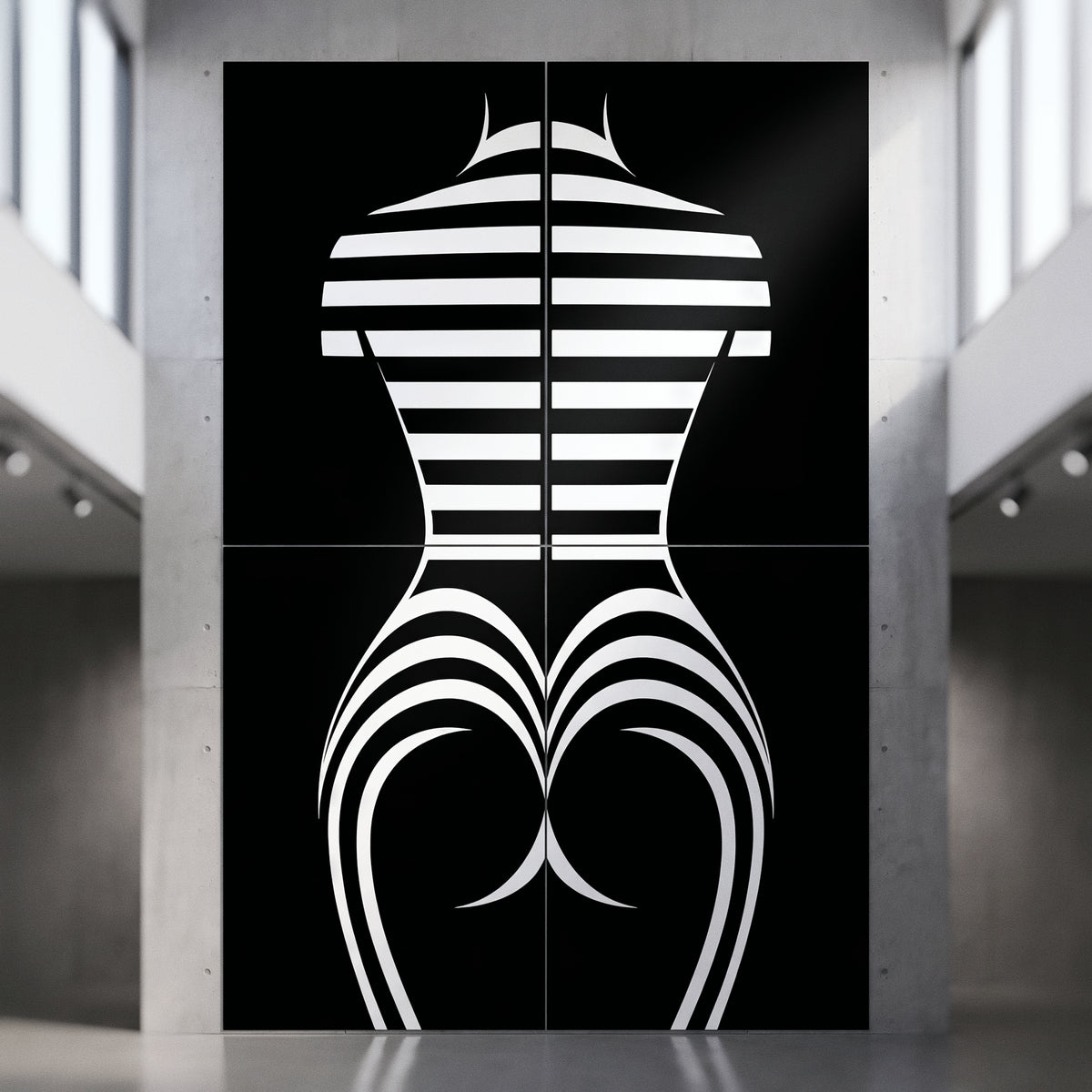 UNDERSCORE | Modern Minimalist B&W Female Op Art | Luxury Multi-Print Wall Art