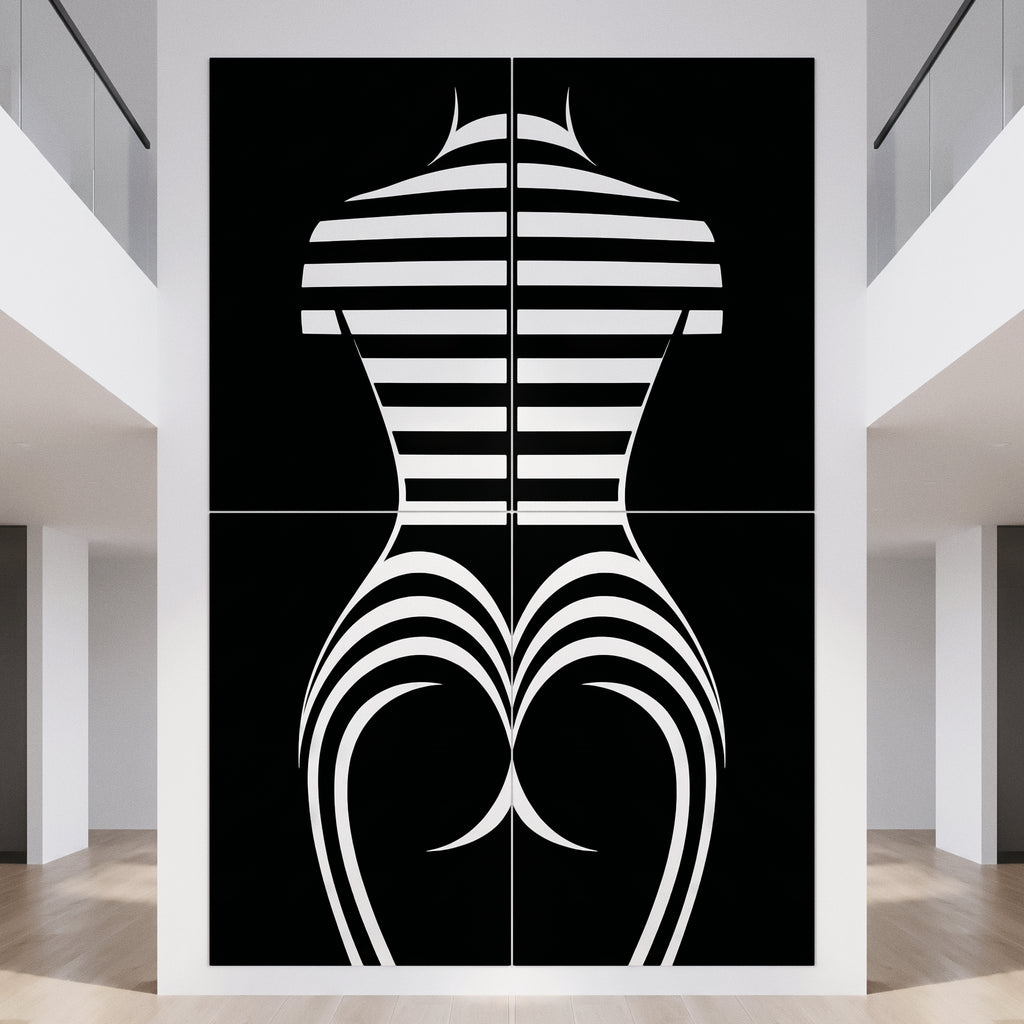 UNDERSCORE | Modern Minimalist B&W Female Op Art | Luxury Multi-Print Wall Art