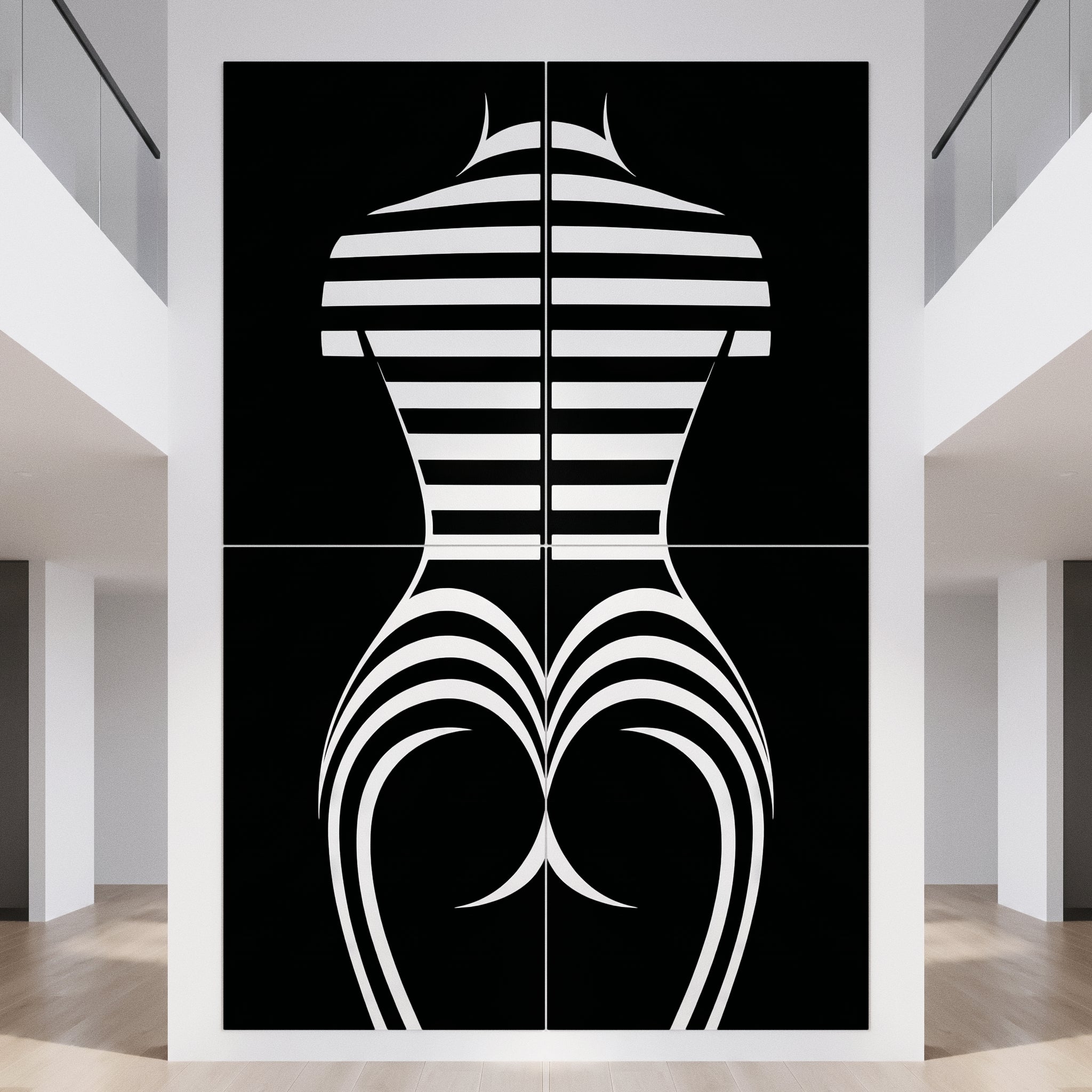 UNDERSCORE | Modern Minimalist B&W Female Op Art | Luxury Multi-Print Wall Art