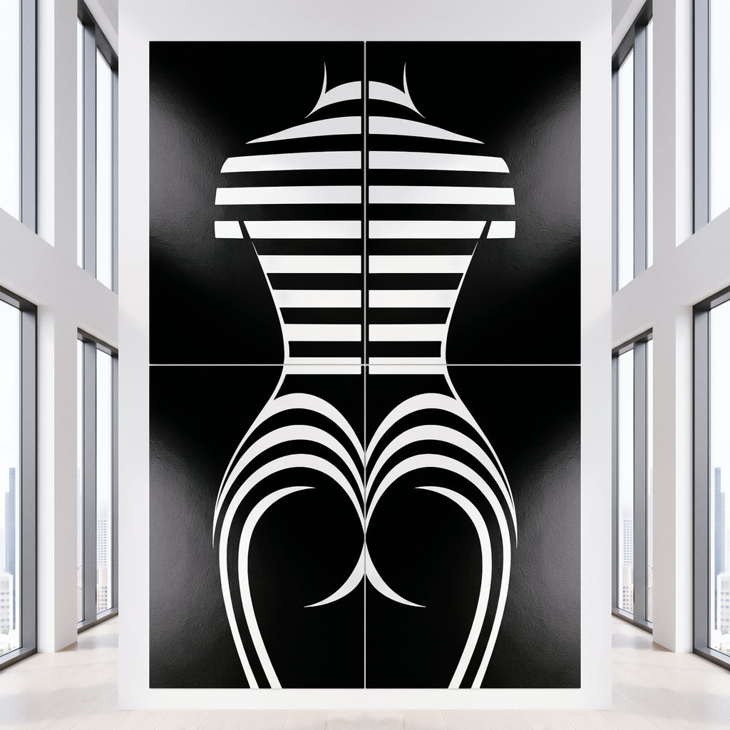 UNDERSCORE | Modern Minimalist B&W Female Op Art | Luxury Multi-Print Wall Art
