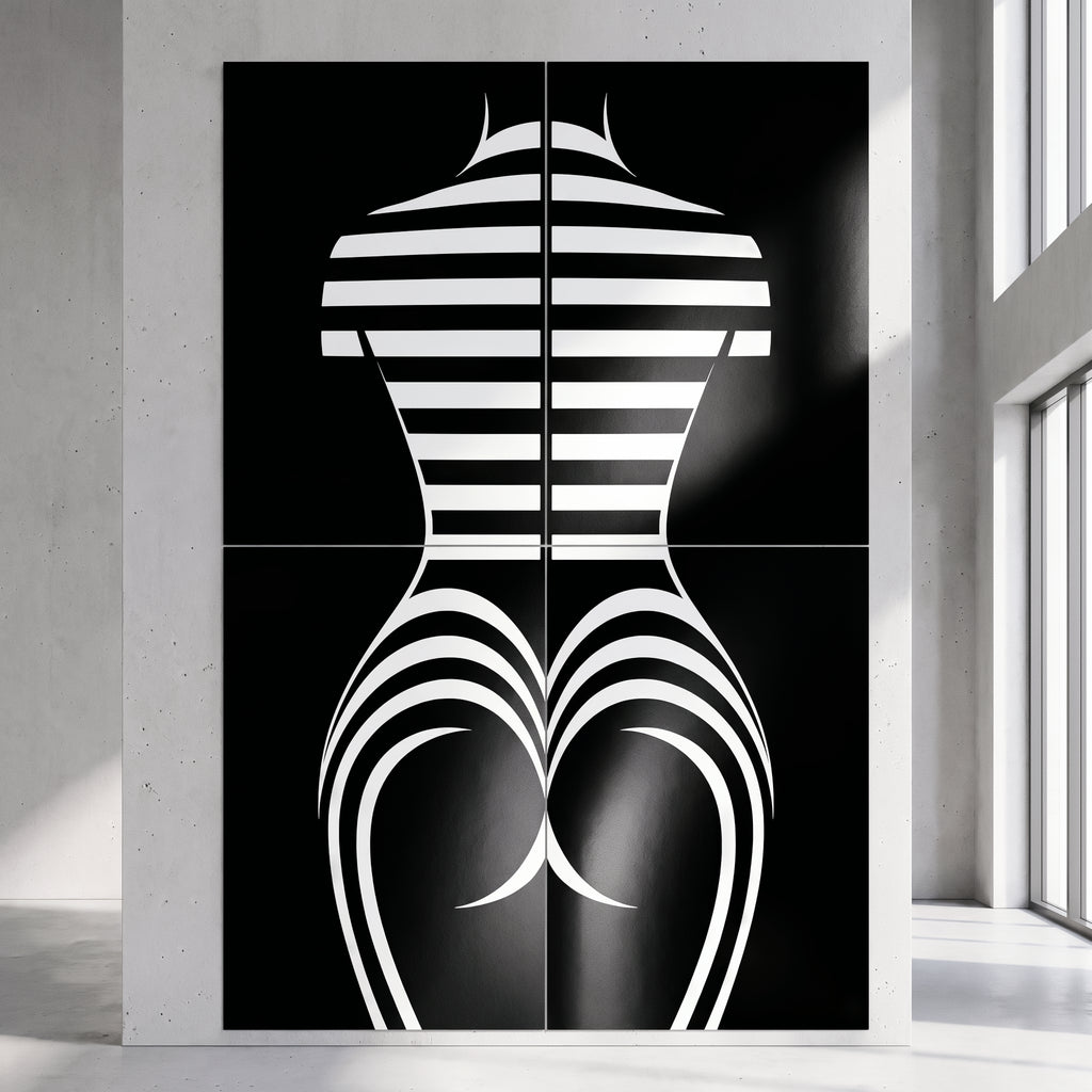 UNDERSCORE | Modern Minimalist B&W Female Op Art | Luxury Multi-Print Wall Art