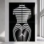 UNDERSCORE | Modern Minimalist B&W Female Op Art | Luxury Multi-Print Wall Art