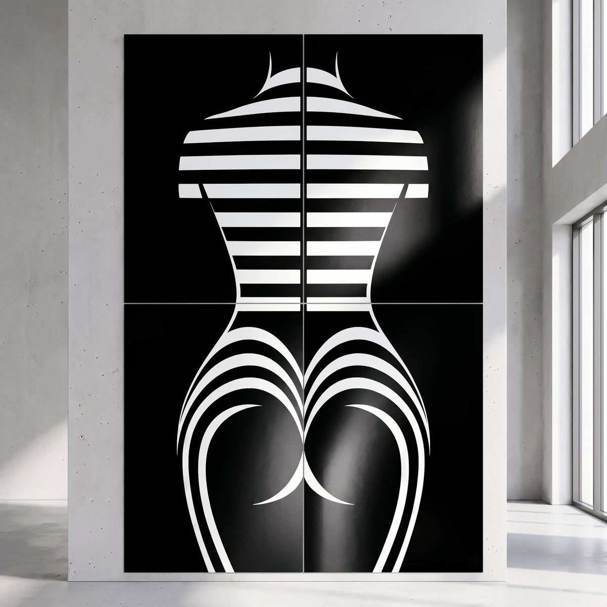 UNDERSCORE | Modern Minimalist B&W Female Op Art | Luxury Multi-Print Wall Art