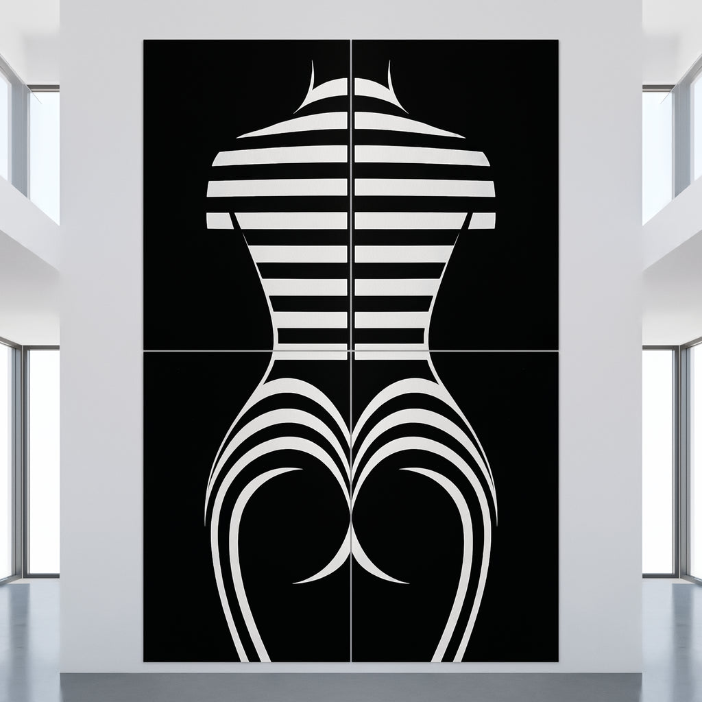 UNDERSCORE | Modern Minimalist B&W Female Op Art | Luxury Multi-Print Wall Art