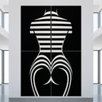 UNDERSCORE | Modern Minimalist B&W Female Op Art | Luxury Multi-Print Wall Art