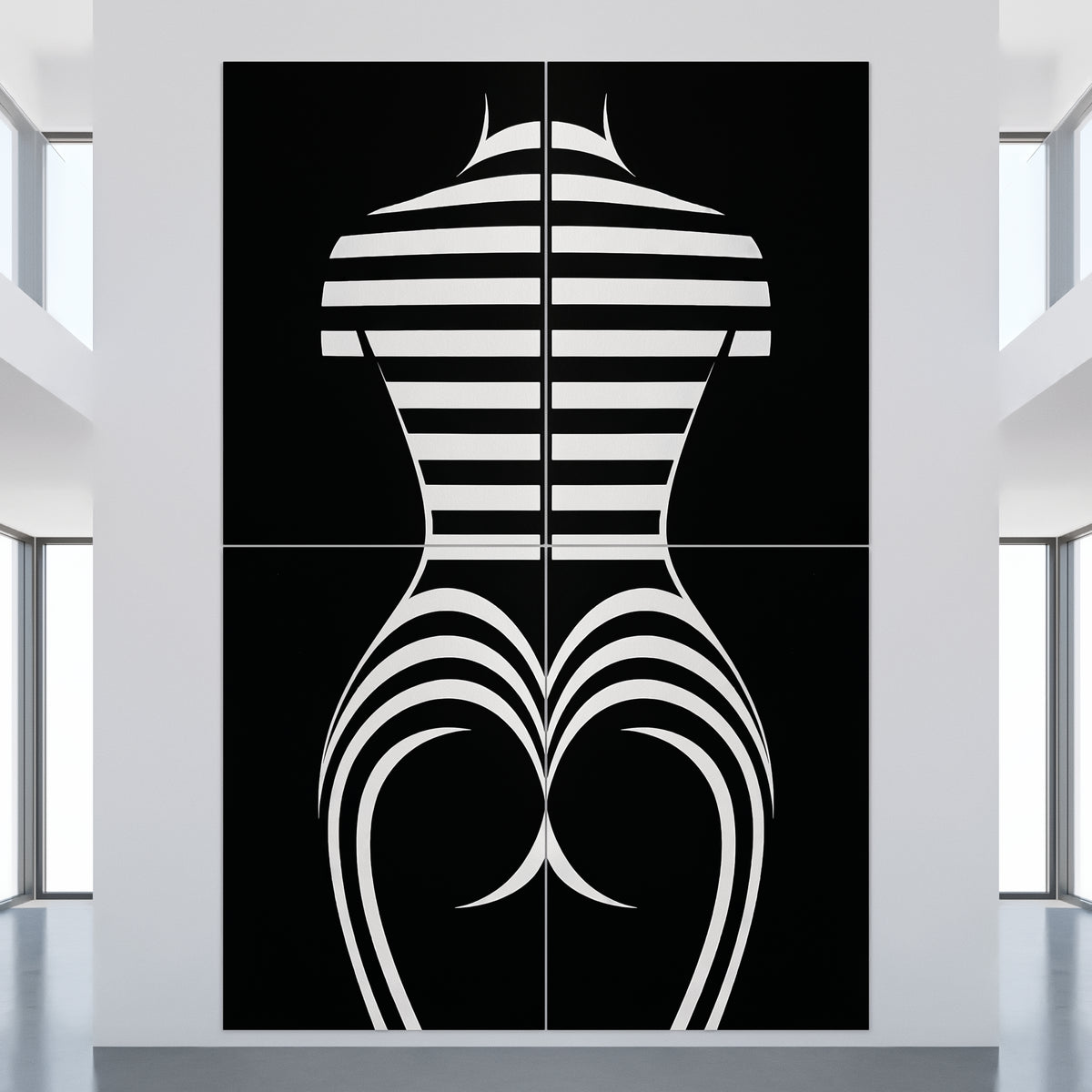 UNDERSCORE | Modern Minimalist B&W Female Op Art | Luxury Multi-Print Wall Art