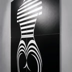 UNDERSCORE | Modern Minimalist B&W Female Op Art | Luxury Multi-Print Wall Art