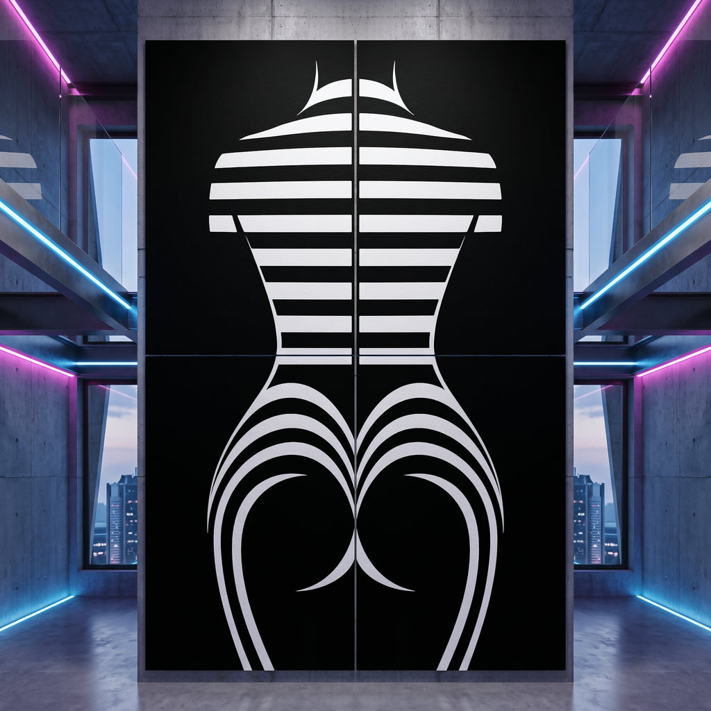 UNDERSCORE | Modern Minimalist B&W Female Op Art | Luxury Multi-Print Wall Art