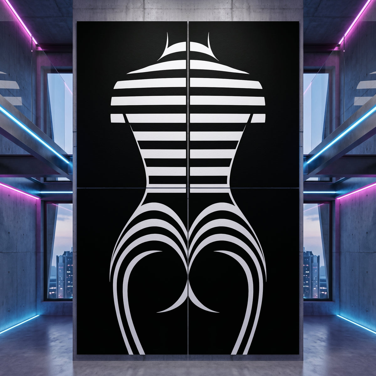UNDERSCORE | Modern Minimalist B&W Female Op Art | Luxury Multi-Print Wall Art