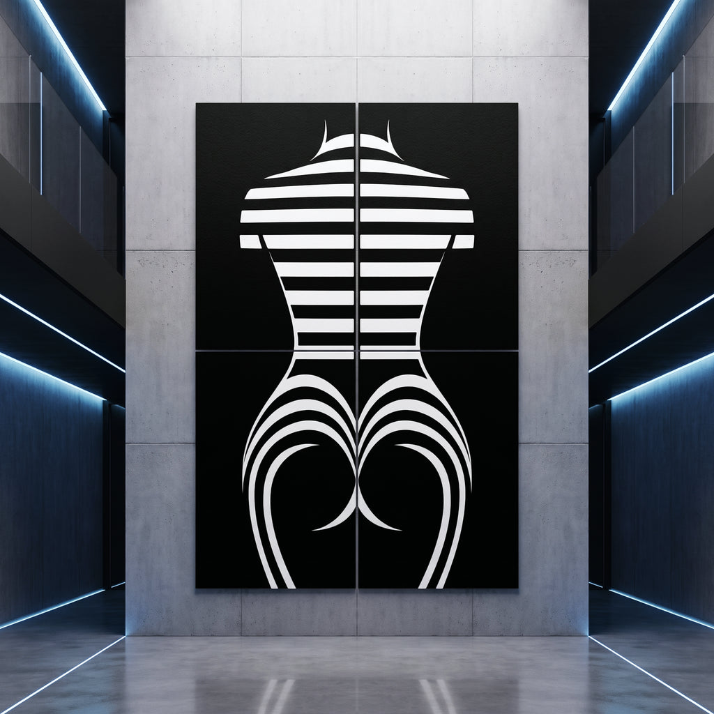 UNDERSCORE | Modern Minimalist B&W Female Op Art | Luxury Multi-Print Wall Art
