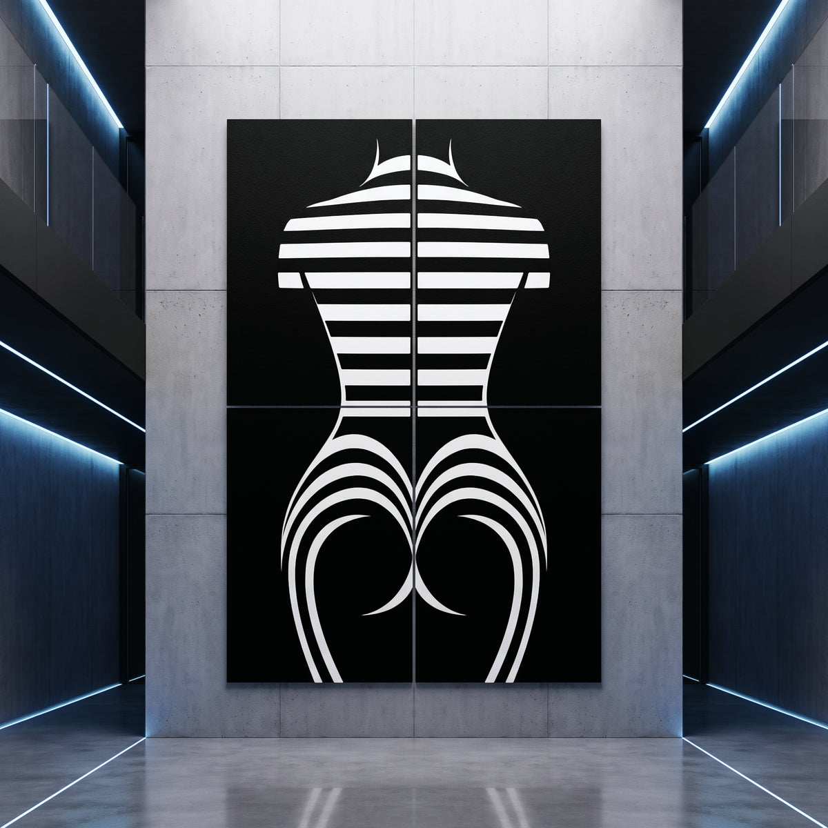 UNDERSCORE | Modern Minimalist B&W Female Op Art | Luxury Multi-Print Wall Art