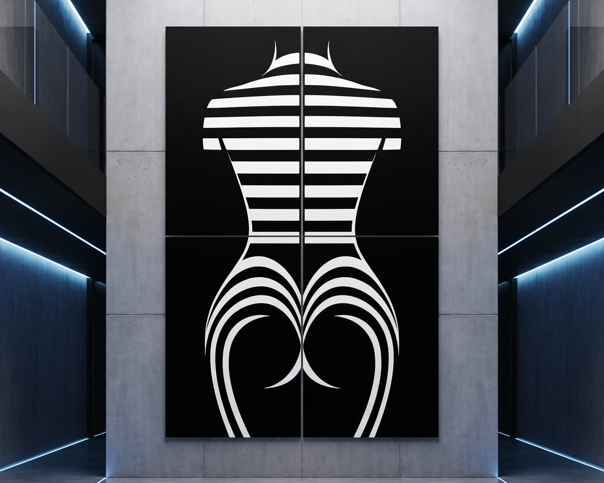 UNDERSCORE | Modern Minimalist B&W Female Op Art | Luxury Multi-Print Wall Art
