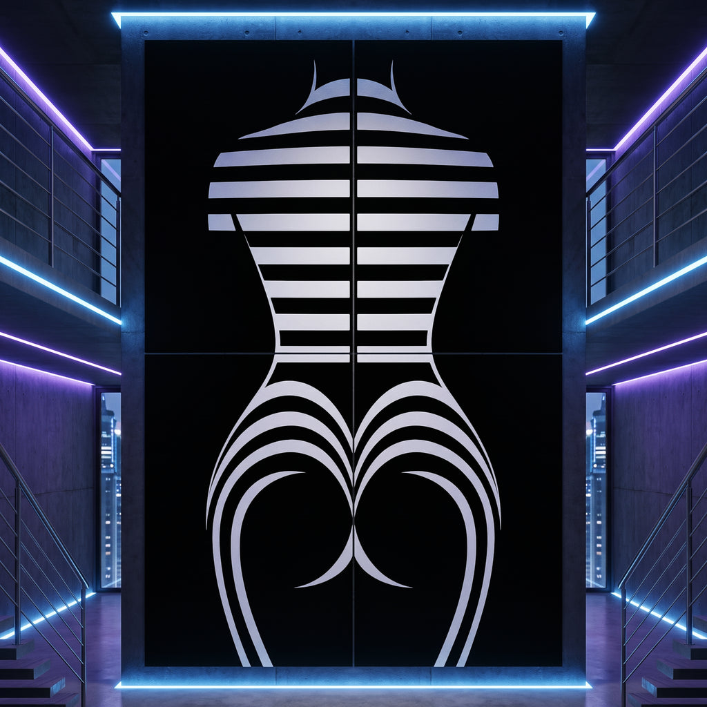 UNDERSCORE | Modern Minimalist B&W Female Op Art | Luxury Multi-Print Wall Art
