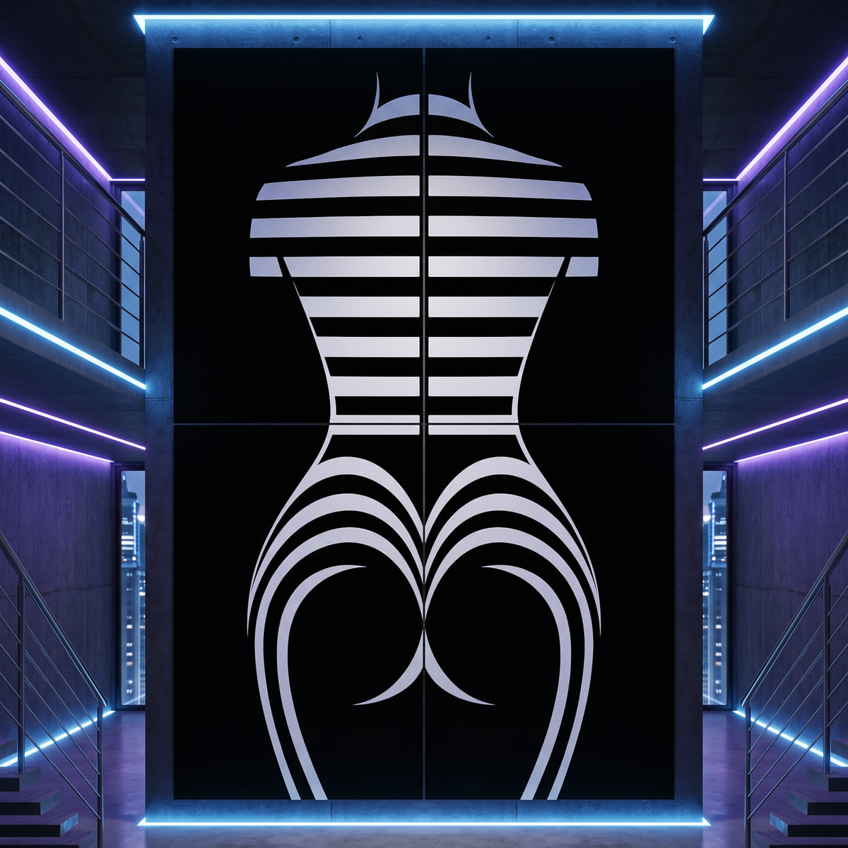 UNDERSCORE | Modern Minimalist B&W Female Op Art | Luxury Multi-Print Wall Art
