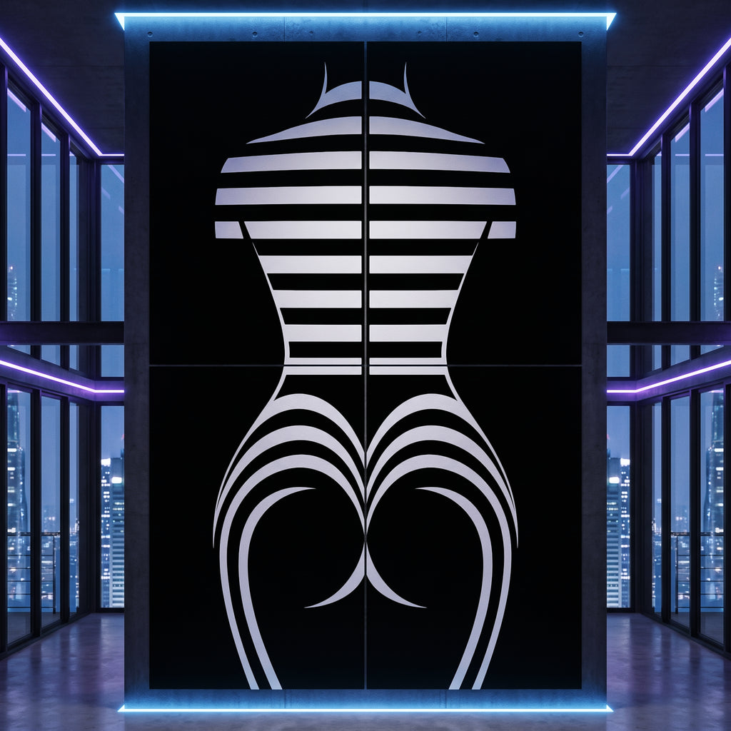 UNDERSCORE | Modern Minimalist B&W Female Op Art | Luxury Multi-Print Wall Art