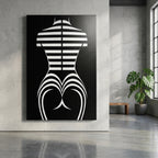 UNDERSCORE | Minimalist Female Figure Op Art Print | Black and White Modern Abstract Wall Art