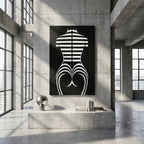 UNDERSCORE | Minimalist Female Figure Op Art Print | Black and White Modern Abstract Wall Art
