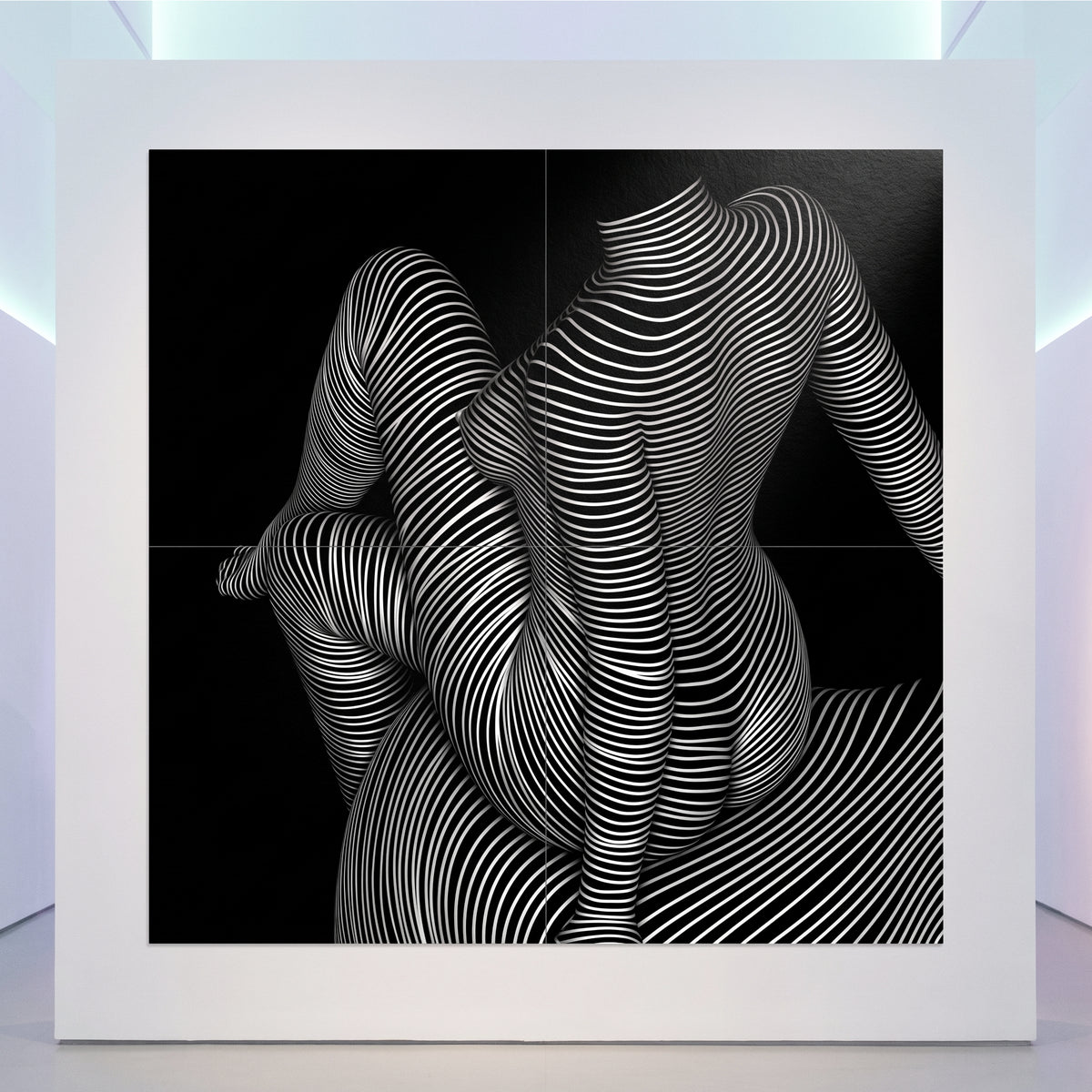 VERTIGO | Hypnotic Striped Minimalist Female Body Op Art | Luxury Multi-Print Wall Art