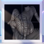 VERTIGO | Hypnotic Striped Minimalist Female Body Op Art | Luxury Multi-Print Wall Art