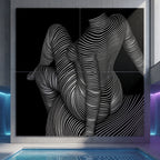 VERTIGO | Hypnotic Striped Minimalist Female Body Op Art | Luxury Multi-Print Wall Art