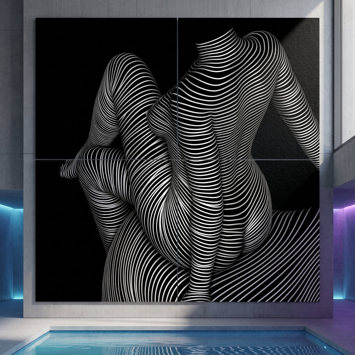 VERTIGO | Hypnotic Striped Minimalist Female Body Op Art | Luxury Multi-Print Wall Art
