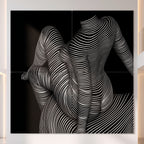 VERTIGO | Hypnotic Striped Minimalist Female Body Op Art | Luxury Multi-Print Wall Art