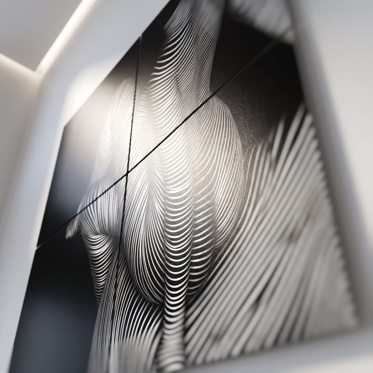 VERTIGO | Hypnotic Striped Minimalist Female Body Op Art | Luxury Multi-Print Wall Art