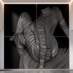 VERTIGO | Hypnotic Striped Minimalist Female Body Op Art | Luxury Multi-Print Wall Art