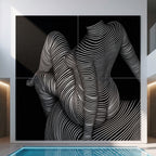 VERTIGO | Hypnotic Striped Minimalist Female Body Op Art | Luxury Multi-Print Wall Art