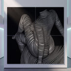 VERTIGO | Hypnotic Striped Minimalist Female Body Op Art | Luxury Multi-Print Wall Art