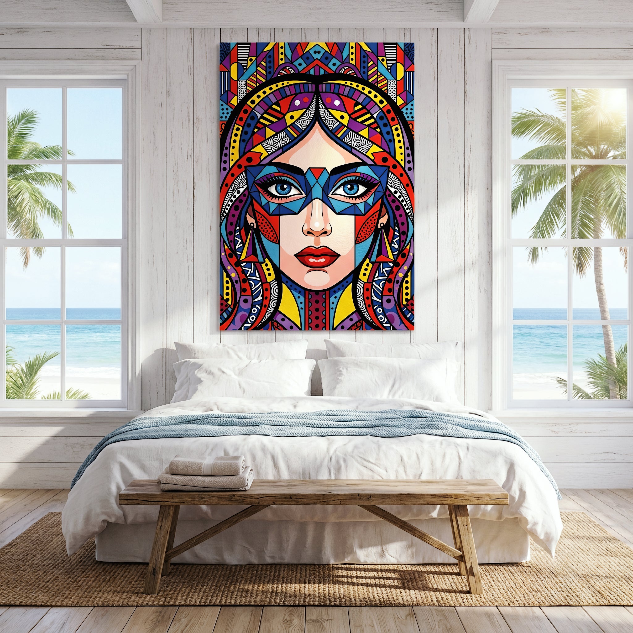 VIXEN | Masked Female Pop Art Portrait | Vibrant Maximalist Wall Art Print