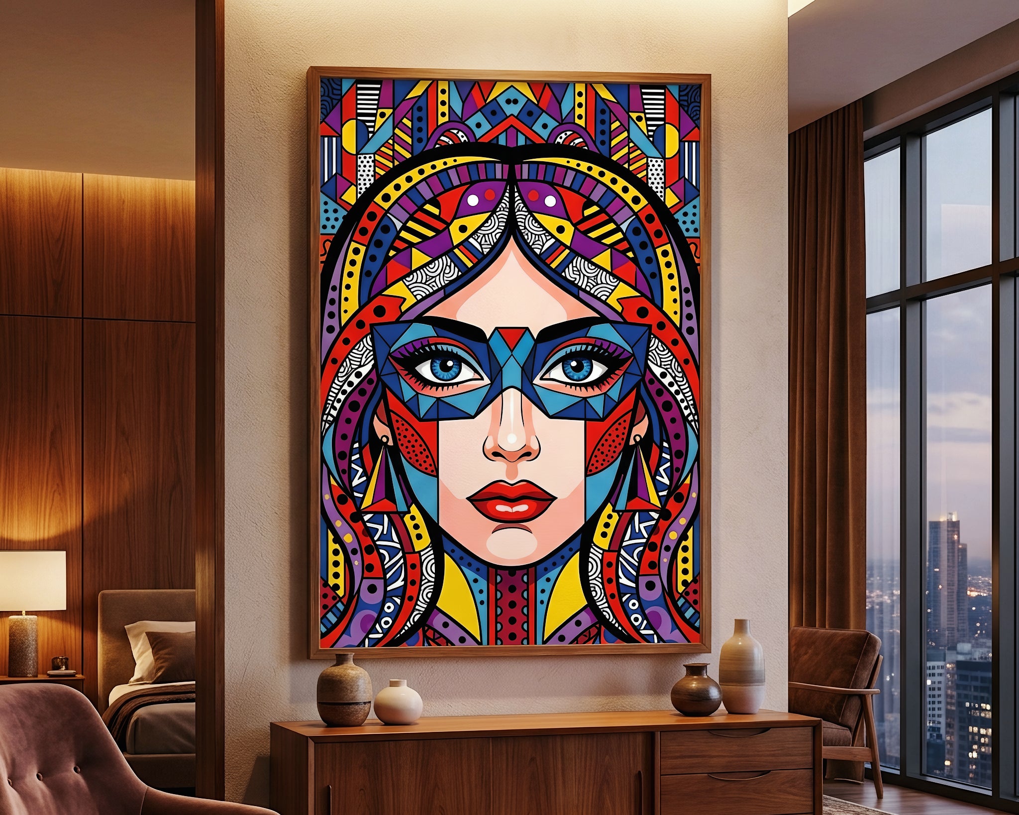 VIXEN | Masked Female Pop Art Portrait | Vibrant Maximalist Wall Art Print