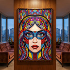 VIXEN | Masked Female Pop Art Portrait | Vibrant Maximalist Wall Art Print