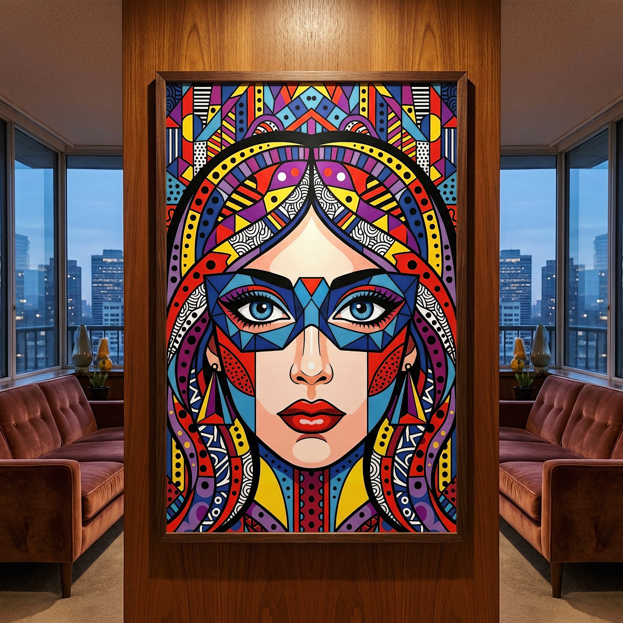 VIXEN | Masked Female Pop Art Portrait | Vibrant Maximalist Wall Art Print