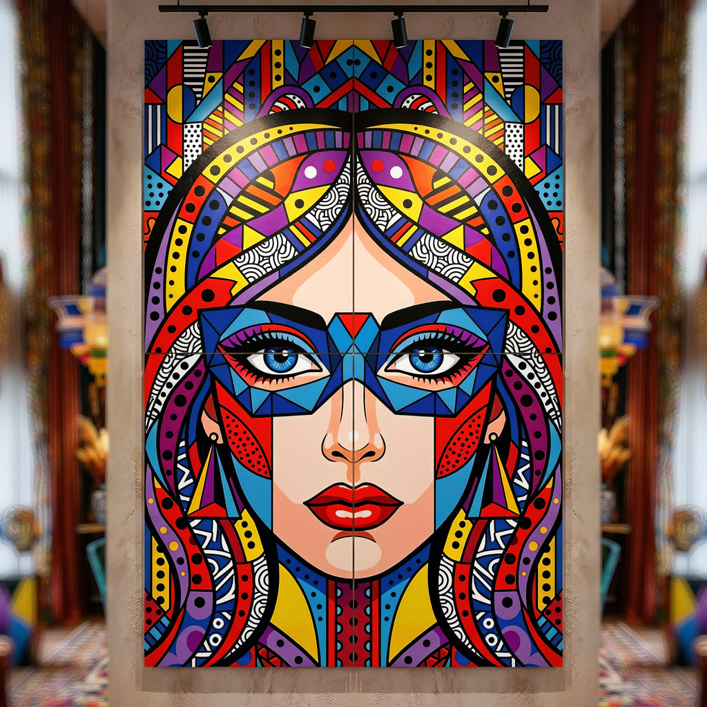 VIXEN | Vibrant Masked Female Pop Art Portrait | Multi-Print Maximalist Wall Art