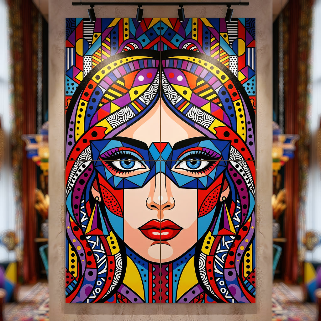 VIXEN | Vibrant Masked Female Pop Art Portrait | Multi-Print Maximalist Wall Art