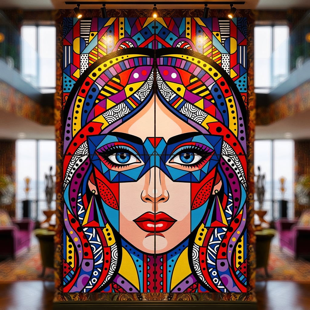 VIXEN | Vibrant Masked Female Pop Art Portrait | Multi-Print Maximalist Wall Art
