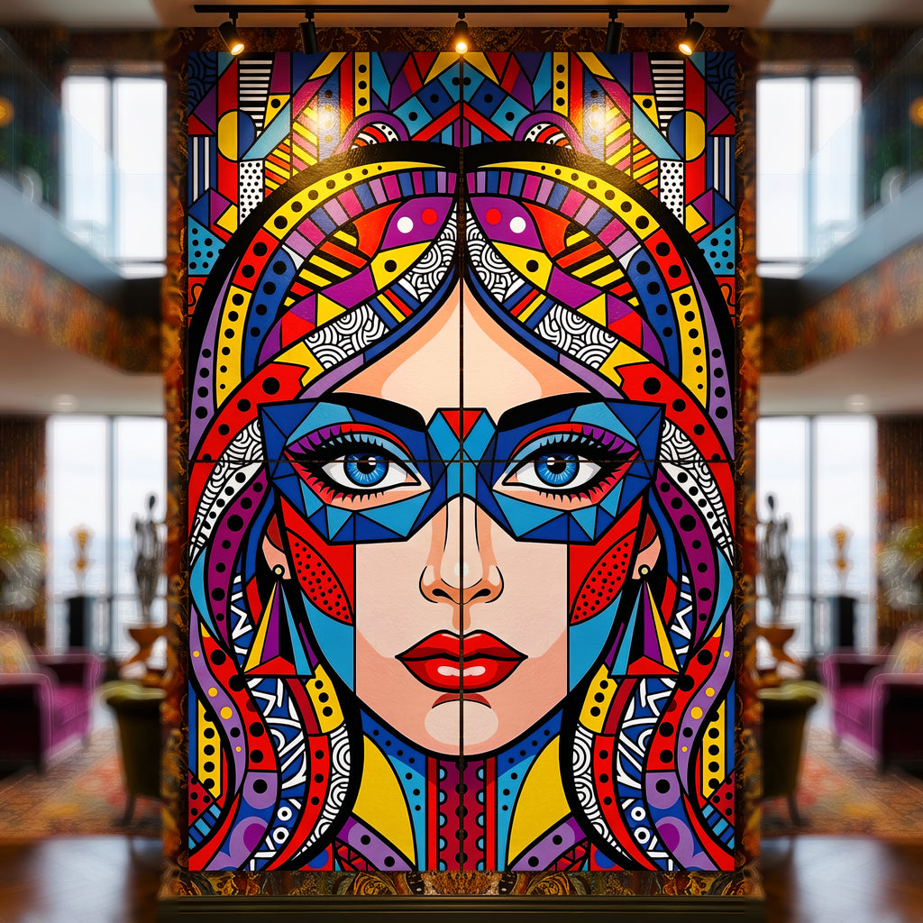 VIXEN | Vibrant Masked Female Pop Art Portrait | Multi-Print Maximalist Wall Art