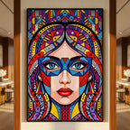 VIXEN | Masked Female Pop Art Portrait | Vibrant Maximalist Wall Art Print
