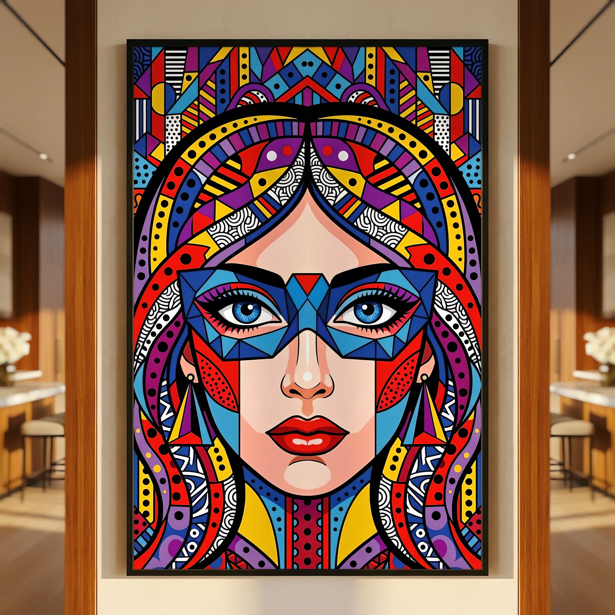 VIXEN | Masked Female Pop Art Portrait | Vibrant Maximalist Wall Art Print