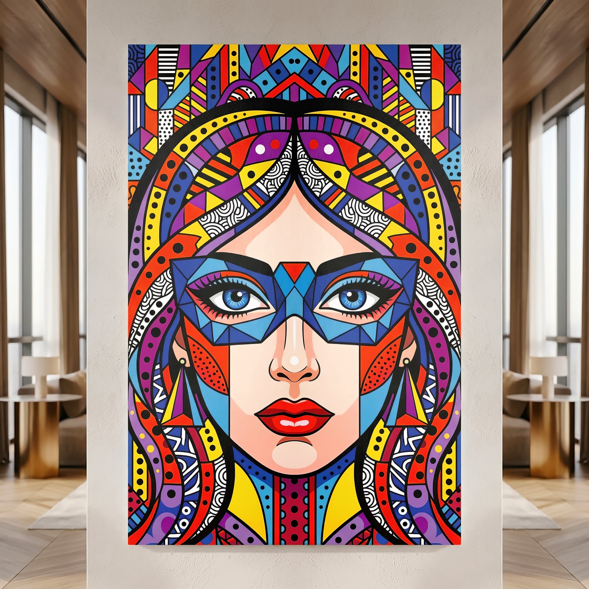 VIXEN | Masked Female Pop Art Portrait | Vibrant Maximalist Wall Art Print