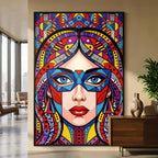 VIXEN | Masked Female Pop Art Portrait | Vibrant Maximalist Wall Art Print