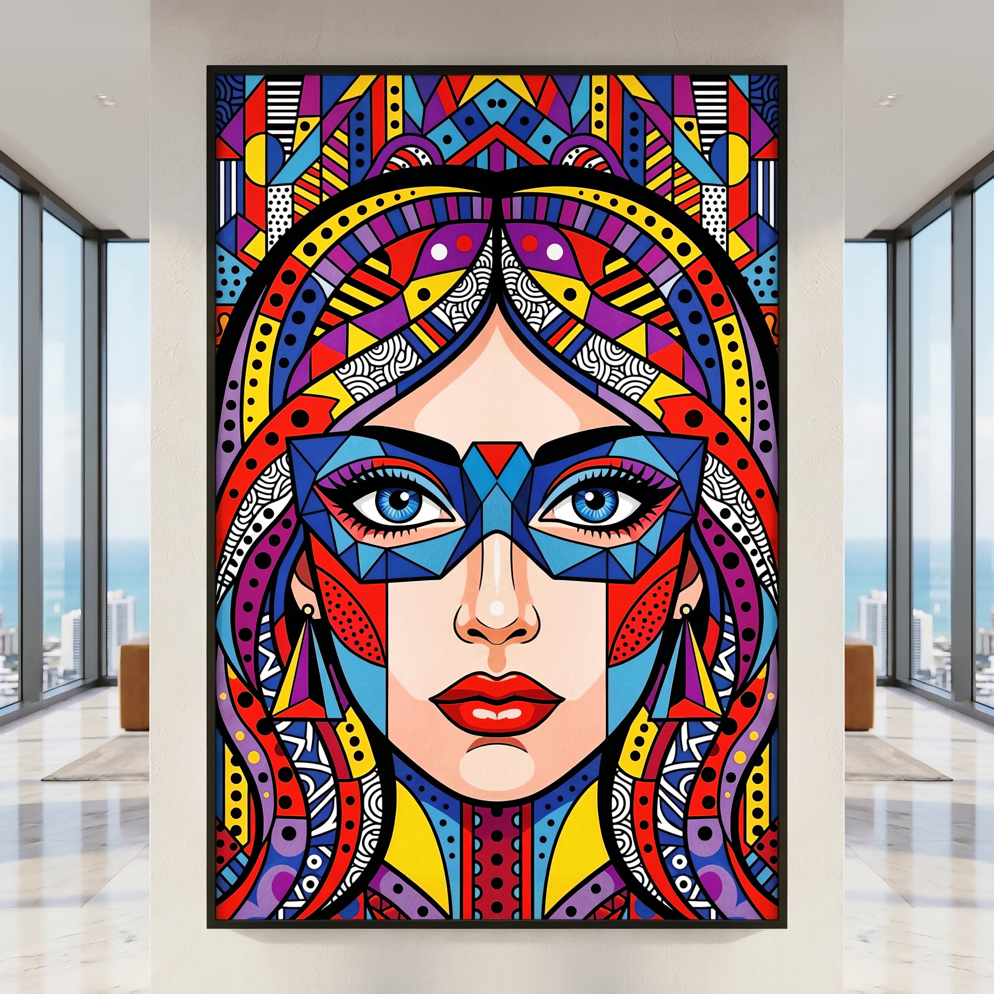 VIXEN | Masked Female Pop Art Portrait | Vibrant Maximalist Wall Art Print
