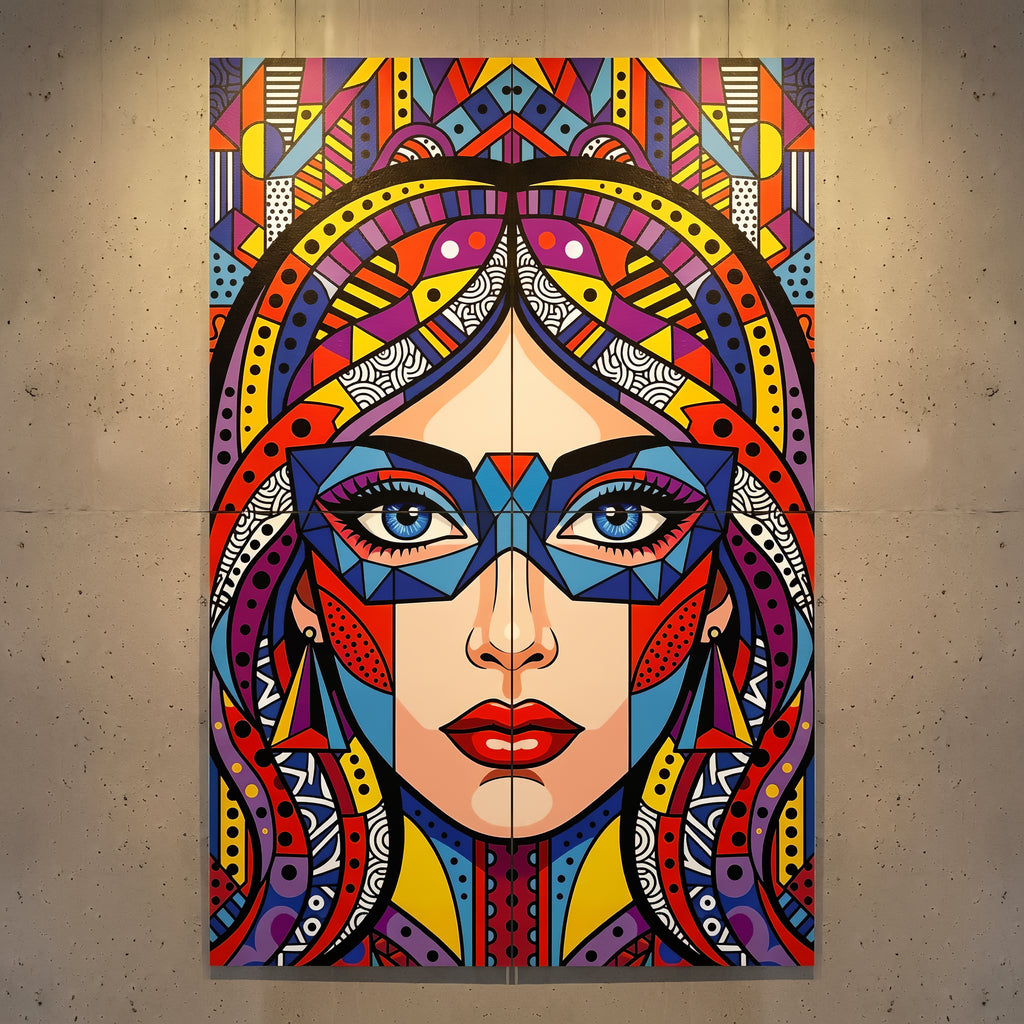 VIXEN | Vibrant Masked Female Pop Art Portrait | Multi-Print Maximalist Wall Art